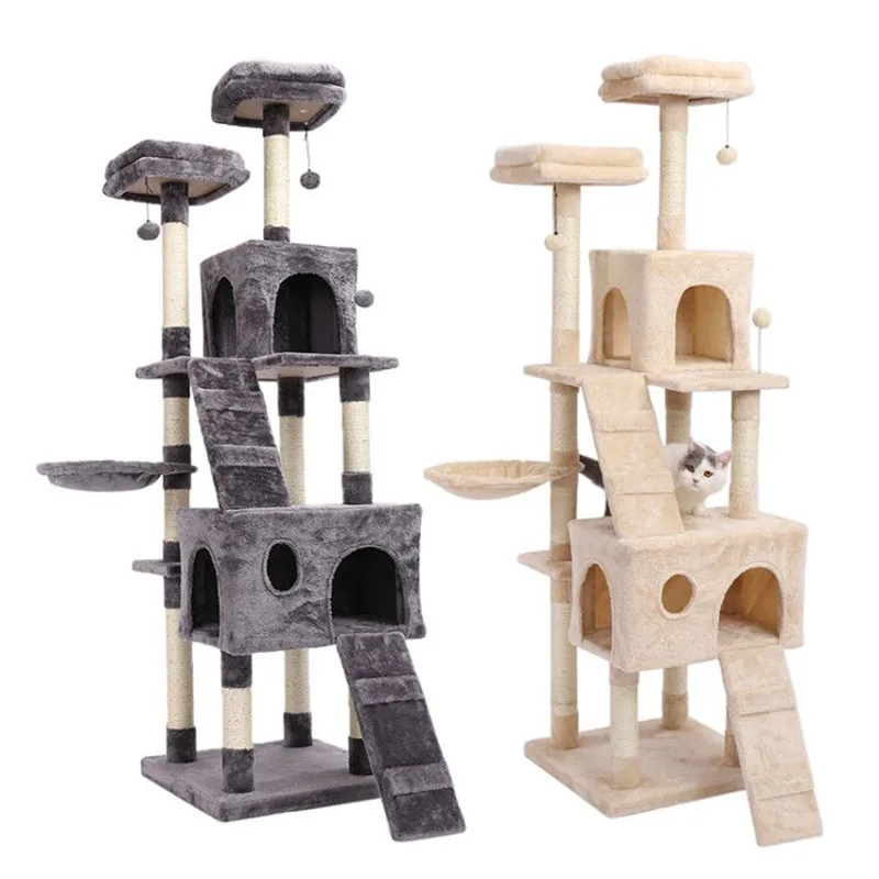 Imagem -02 - Árvore de Escalada para Gatos Árvore de Escalada para Gatos com Poste para Arranhar Cama de Vários Andares Torre com Gatinho para Atividades de Gato