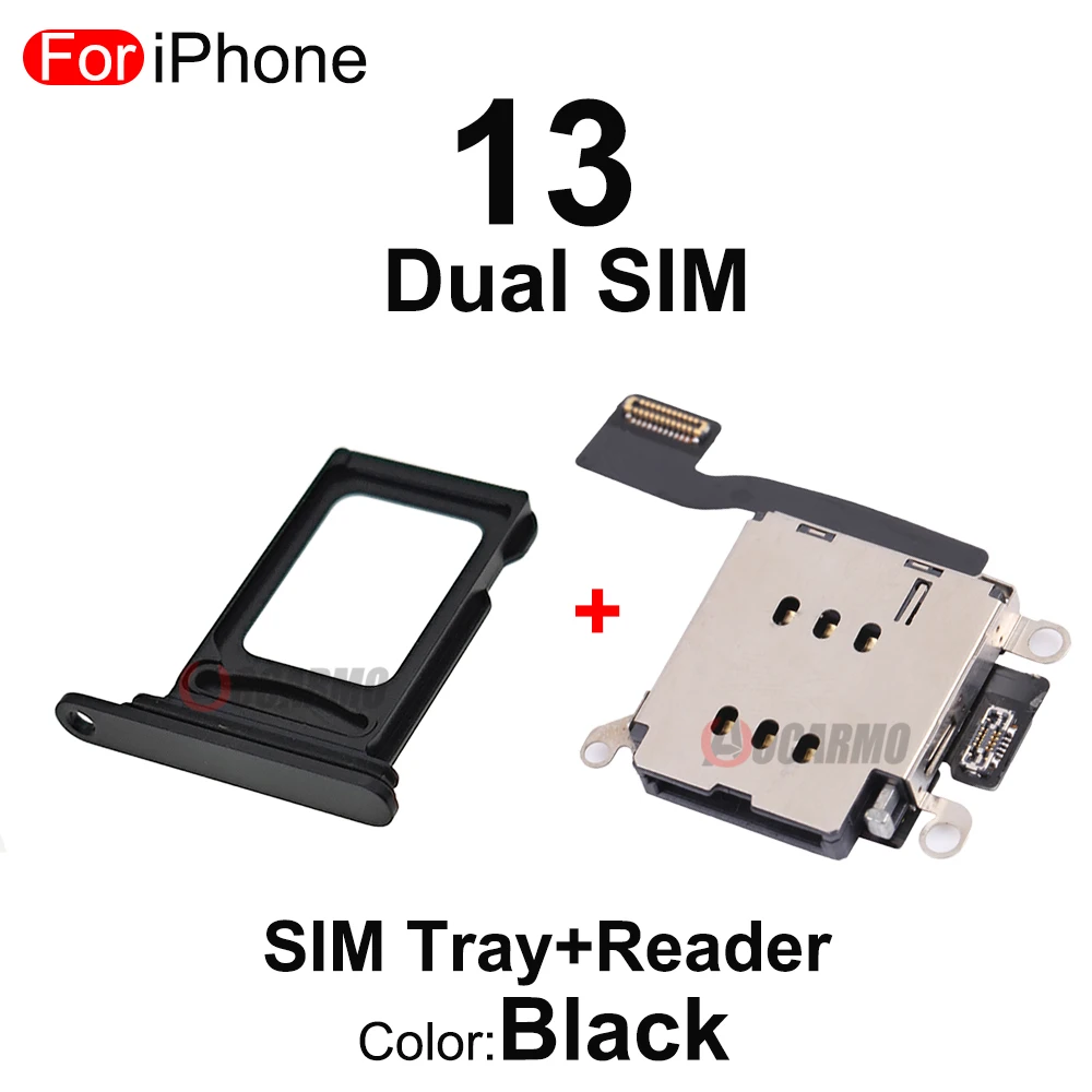 Bandeja de tarjeta SIM Dual para iPhone 13, ranura + lector de SIM, Cable flexible, conjunto completo de piezas de repuesto