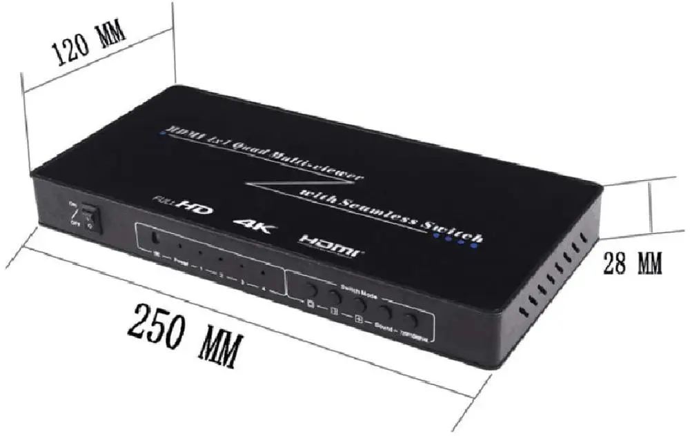 4K 3D HDMI 멀티 뷰어 4x1 HDMI 쿼드 스크린, HDMI 심리스 스위처 기능이 있는 실시간 멀티 뷰어