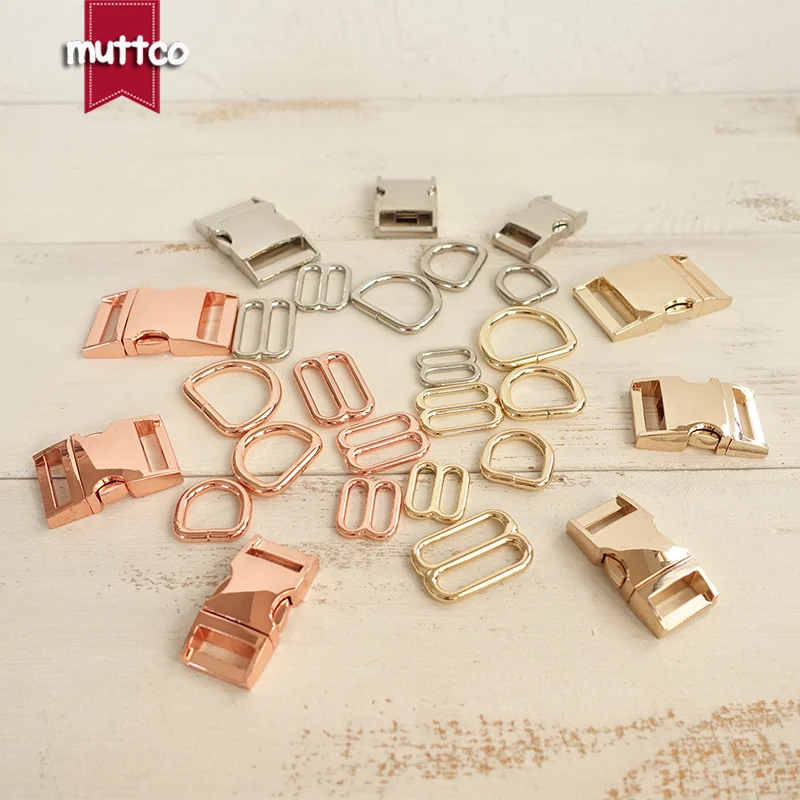 100sets/lot(metal buckle+adjust buckle+D ring)plated metal buckle Zinc Alloy 15,20,25mm diy dog collars accessory 3 colours