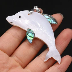 Natural Freshwater Shell Pendants Reiki Heal Dolphin Shape Mother-of-pearl Shell for Fashion Jewelry Making DIY Necklace Crafts