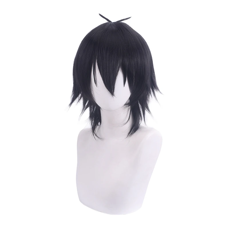 35cm Anime Assassin's Scissor Seve Five Six Killer Seven Wig Cosplay Wigs Playing Black Hair Halloween 1:1 Wigs Cap