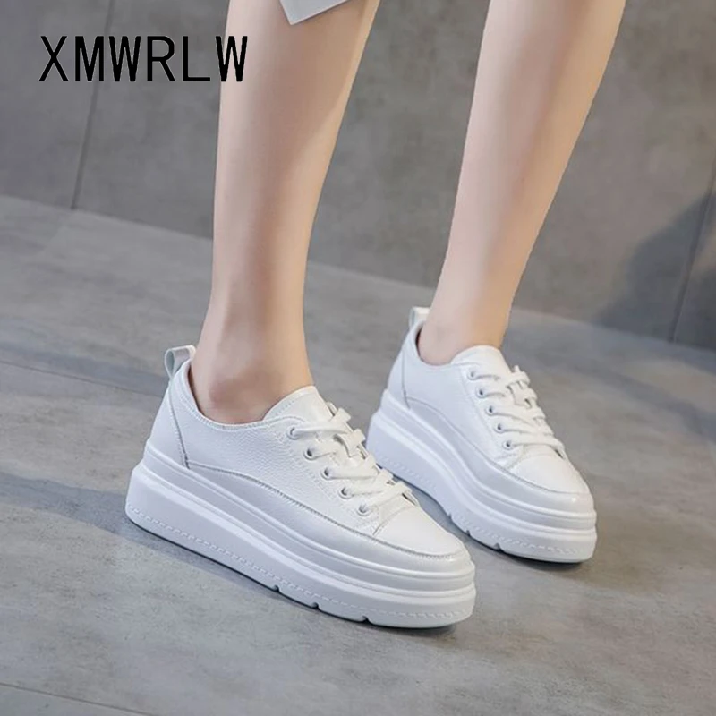 

XMWRLW Genuine Leather Chunky Sneakers For Women White Shoes 2020 Autumn Winter Women Shoes Warm Plush Woman Winter Sneakers