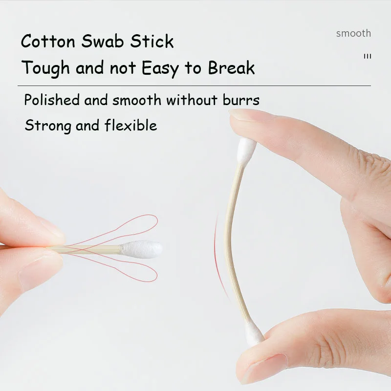 450Pcs/Box Double-ended Bamboo Cotton Swabs Stick Makeup Remover Pointed Spiral Head Ears Cleaning Health Care Household