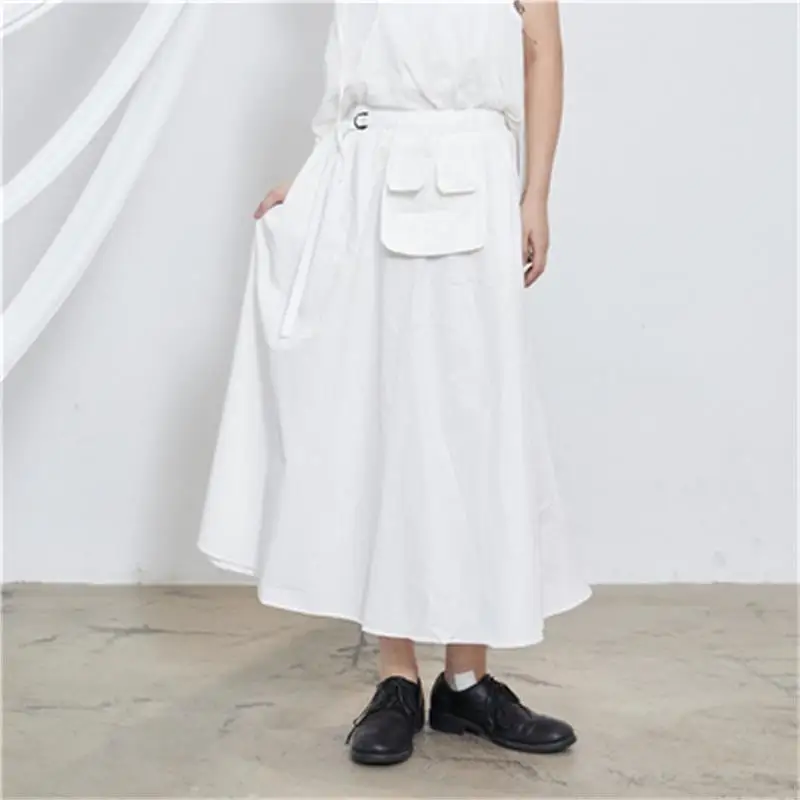 Ladies Half Skirt Spring New Solid Color Irregular Asymmetric Design Detachable Pocket Belt Youth Fashion Popular Half Skirt