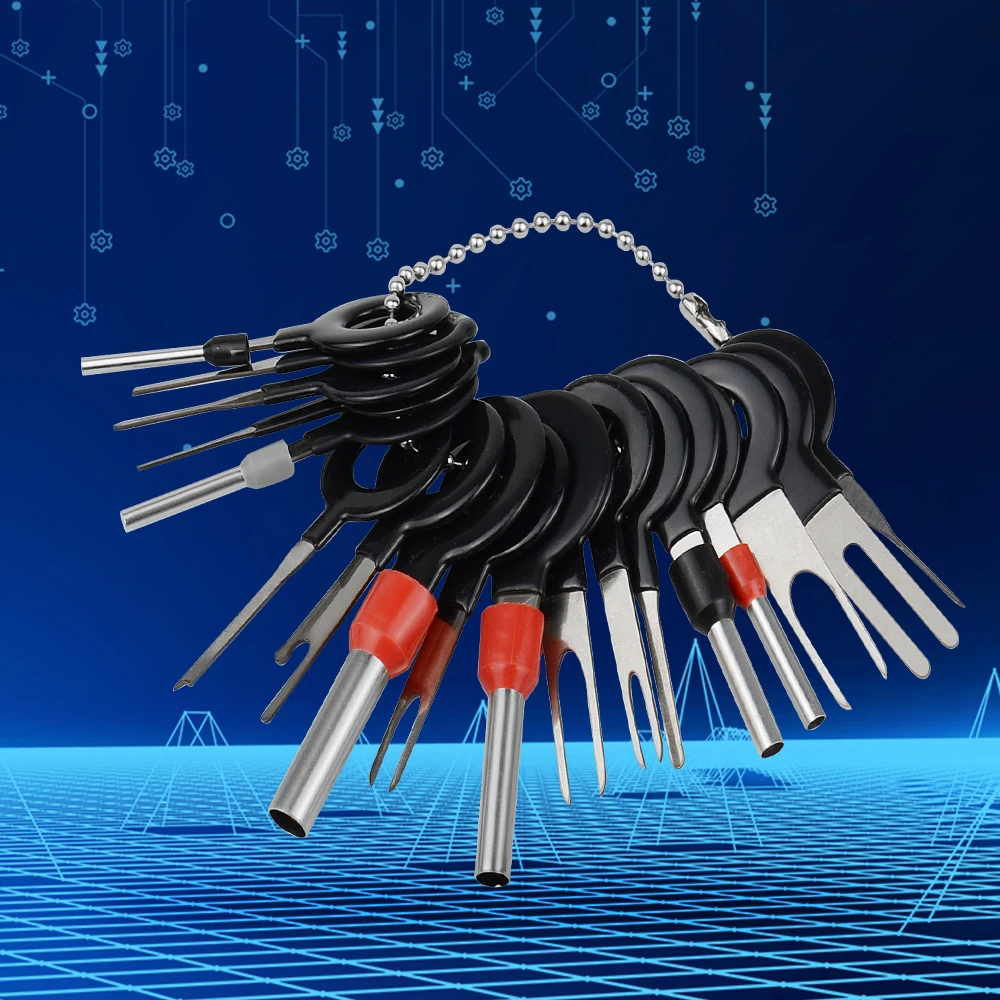 Kfz-Stecker-Terminal-Entfernungswerkzeug, elektrischer Draht, Crimp-Split-Anschlüsse, Pin-Extraktor-Set, Schlüssel für die Autoreparatur, Stifte zum Herausnehmen – Detail 14