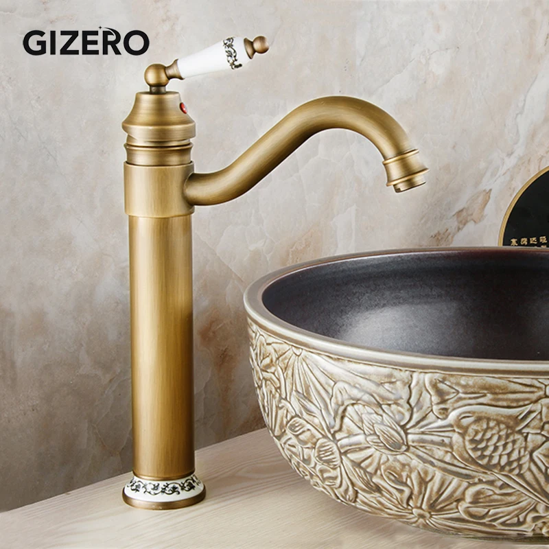 

Antique Faucet Bathroom Basin Mixer 360 Rotation Spout Deck Mounted Antique Wash Basin Mixer Hot And Cold Water Taps ZR121