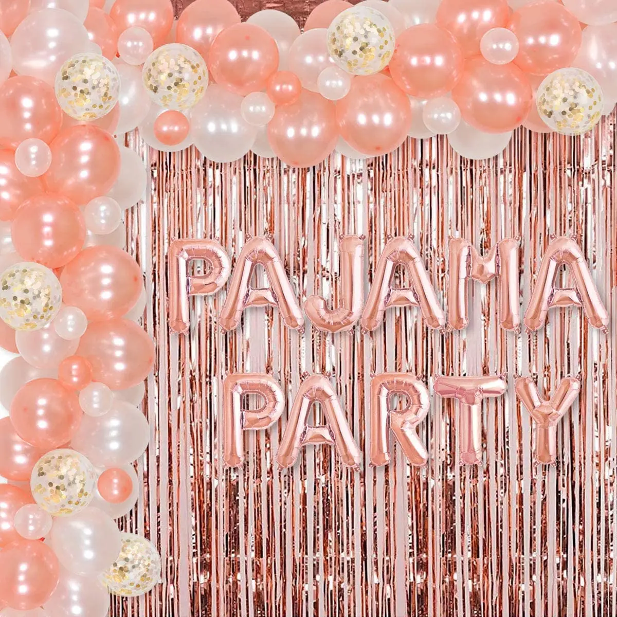 Pajama Party Supplies Rose Gold Balloon Garland Arch Kit for Girl Women Sleepover Slumber Ladies Night Spa Party Decorations