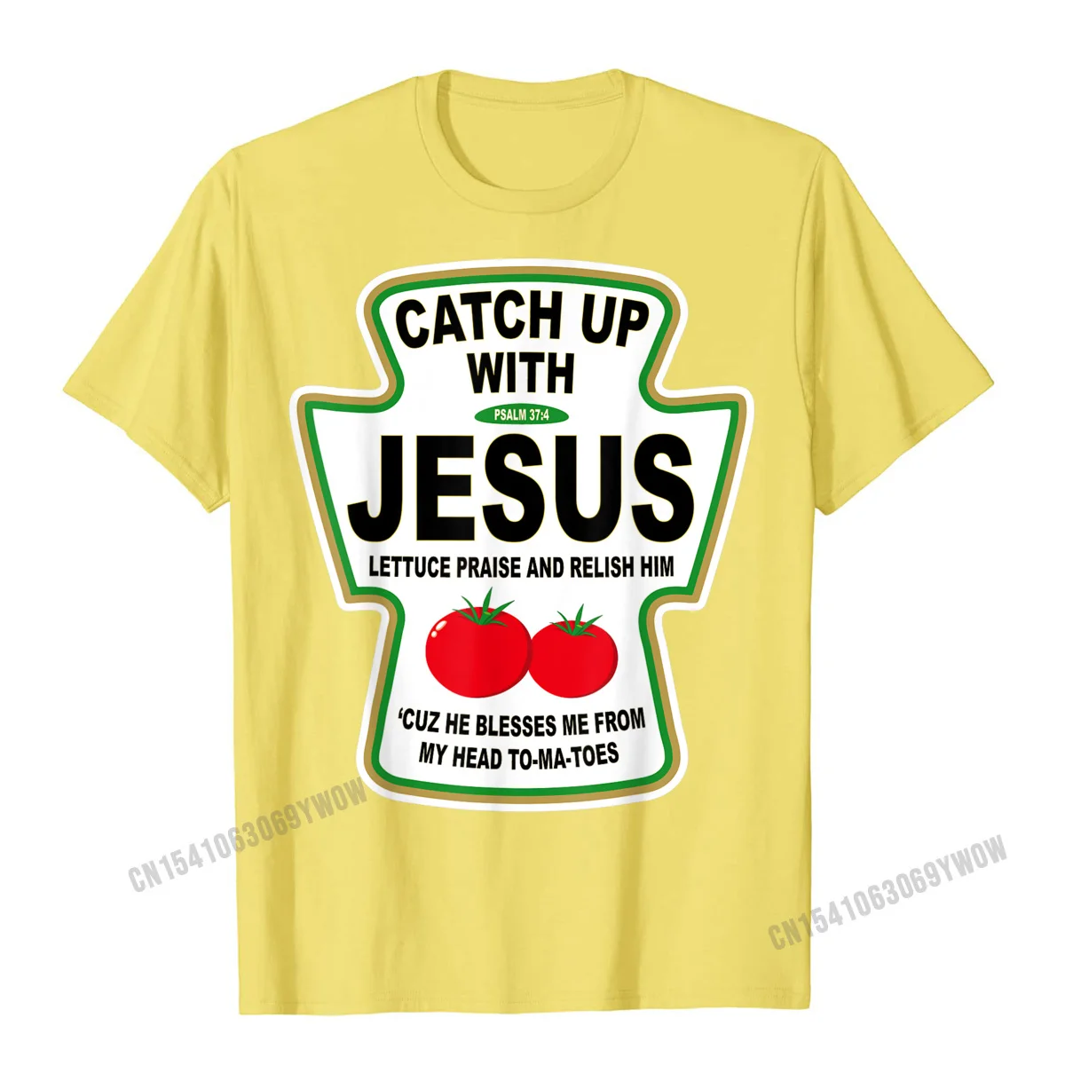 Christian Catch Up With Jesus Ketchup T-Shirt Family Student Tshirts Leisure Tops Tees Harajuku Cotton Casual