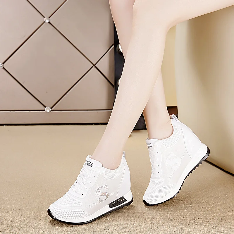 2021Vulcanized Shoes Wedges Sneakers For Women Elevator Shoes Brand Sneakers Increase Within Women Casual Shoes White Sneakers T