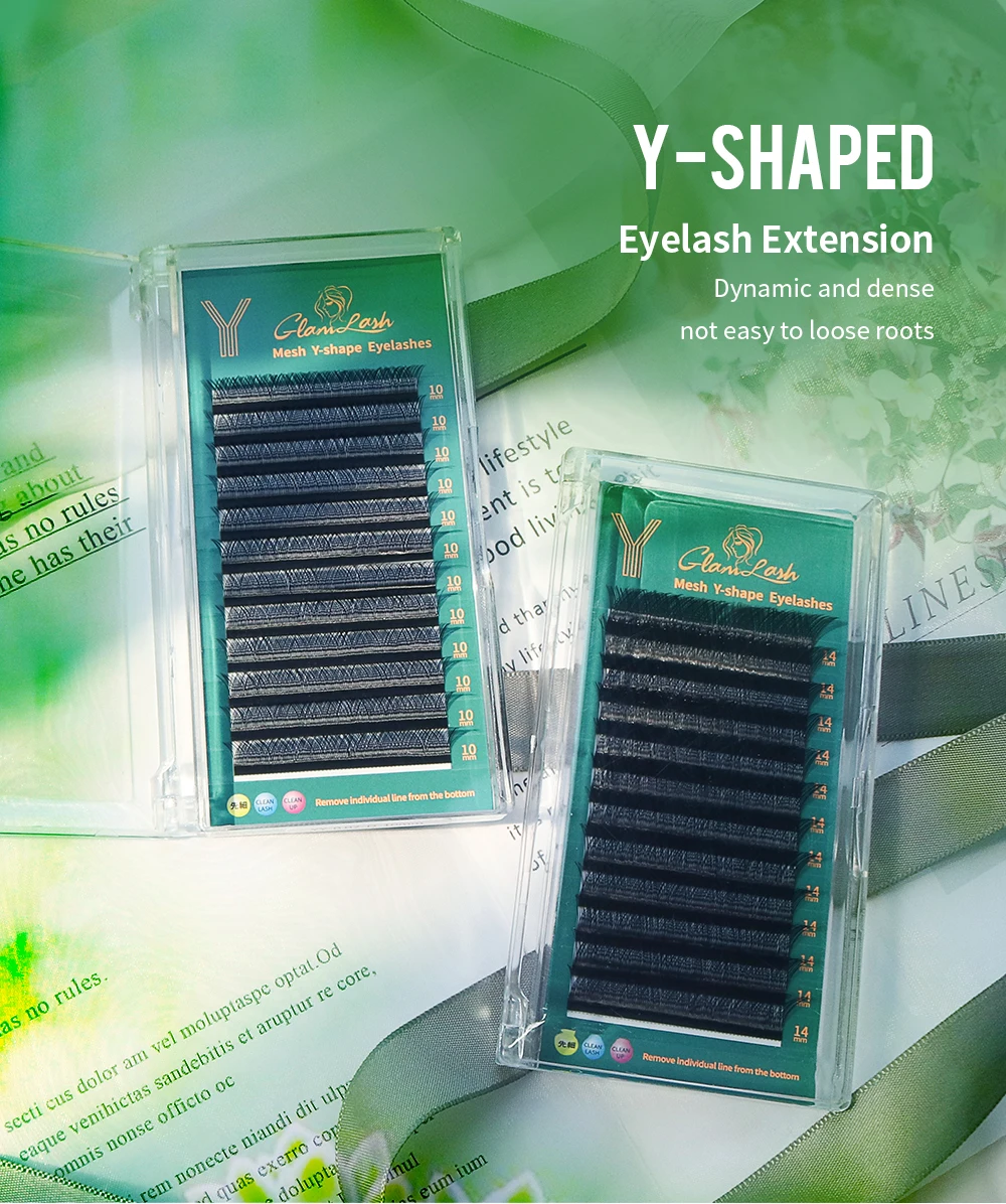 GLAMLASH Farbige Wimpern Y Blau Lila YY-Form Wimpernverlängerung 0,07 C/D Natürliche weiche synthetische Nerzblüte Falsche Wimpern – Detail 1