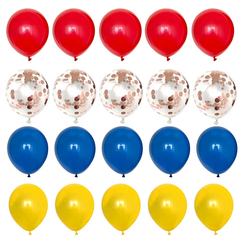 20 Pcs Blue Red Balloons Confetti Set Chrome Ballon Birthday Party Wedding Decoration Balony Anniversary Globals Metallic Balon