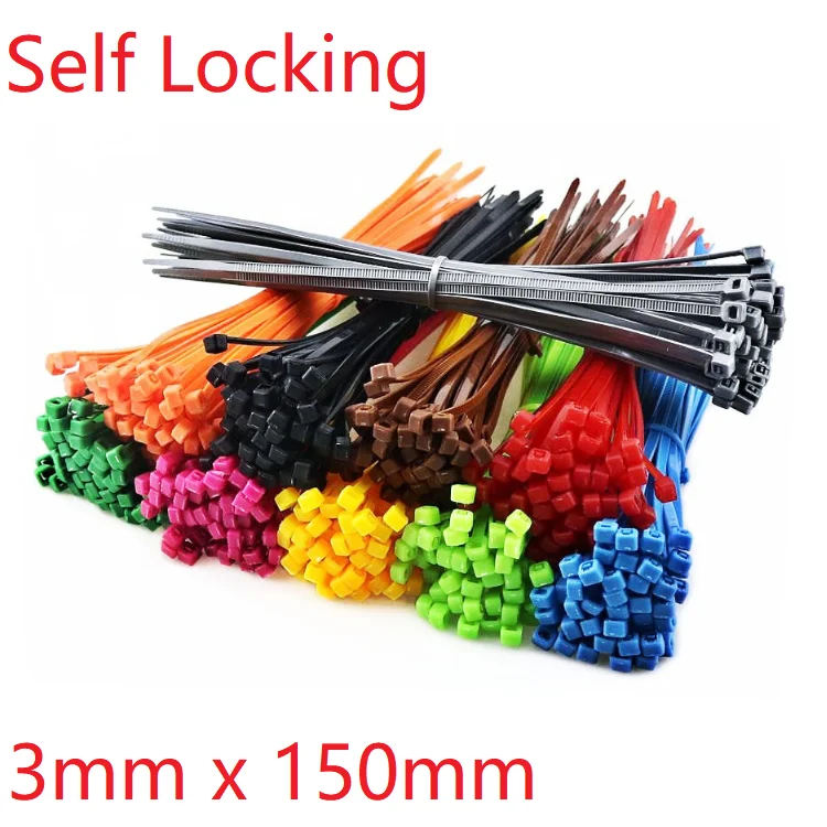 20pcs Self Locking Nylon Cable Ties 3 x 150mm Plastic Zip Tie Band Wire Binding Wrap Straps DIY Cable Fasten Organiser Colorful