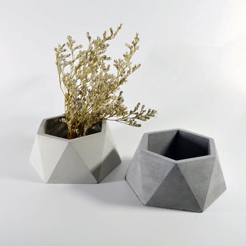 Big Size Hexagon Shape Flowerpot Concrete Planter Molds DIY Home Decoration Geometric Cement Succulent Plants Pot Silicone Mold