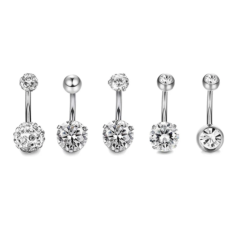 5Pcs/set Crystal Belly Button Rings Belly Bar Navel Piercing Jewelry  Women Jewelry Navel Piercing Belly Hot Summer