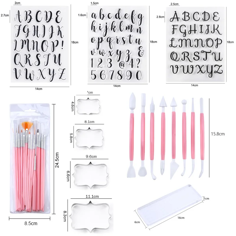 Cake Decorating Tools Pastry Biscuits Cutters Letter Custom Cookie Silicone Pastry  Accessories Stamp Stencils For Decoration