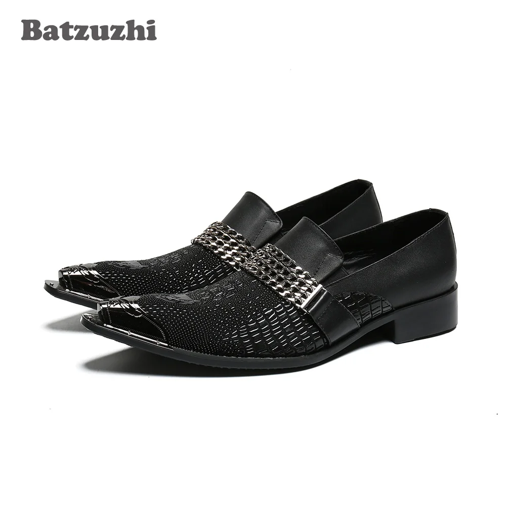 

Batzuzhi Italian Type Men Shoes Pointed Toe Black Formal Leather Dress Shoes Zapatos Hombre Slip-on Business Party Shoes Men!