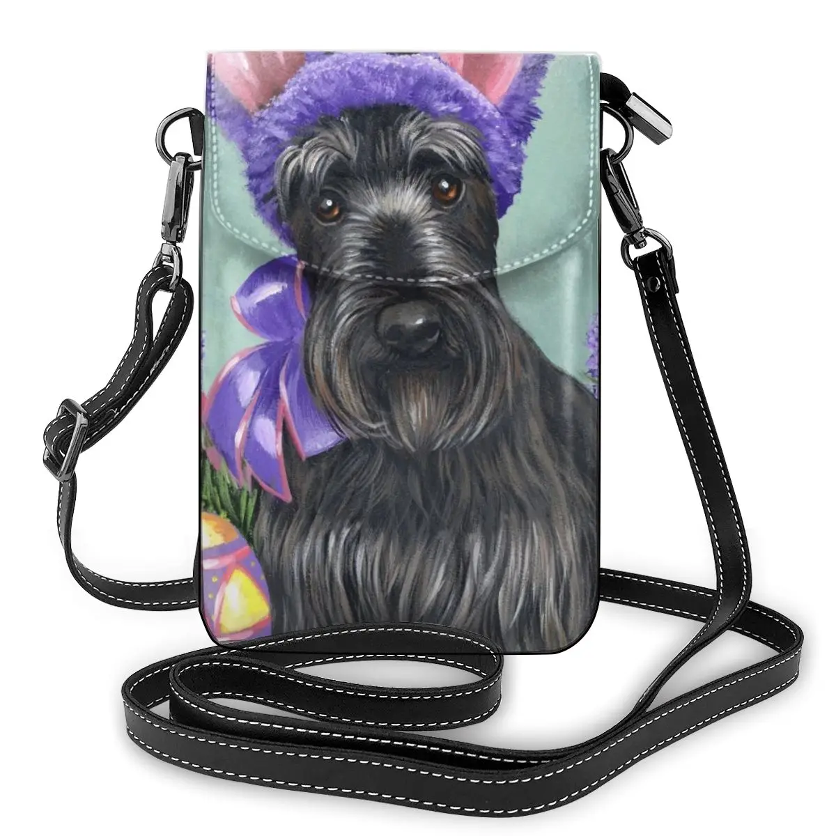 Scottish Terrier Messenger Bag Woman Small Shoulder Bag Westie Multi-Function Mobile Phone Leather Bag Outdoor Pouch Purse