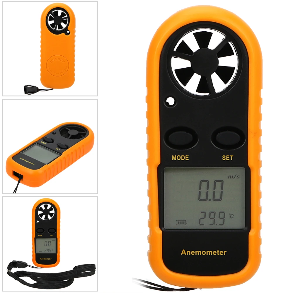 

Wind Thermometer Digital Display Anti-wrestling Measure Wind Speed Gauge Meter 0-30m/s Pocket Smart Hand-held Anemometer