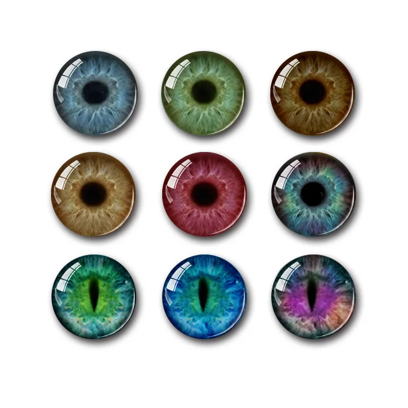 20pcs/lot 8mm 10mm 12mm 14mm 16mm 18mm 20mm Round Pupil Eye Pattern Glass Cabochon for DIY Jewelry Making Findings & Components