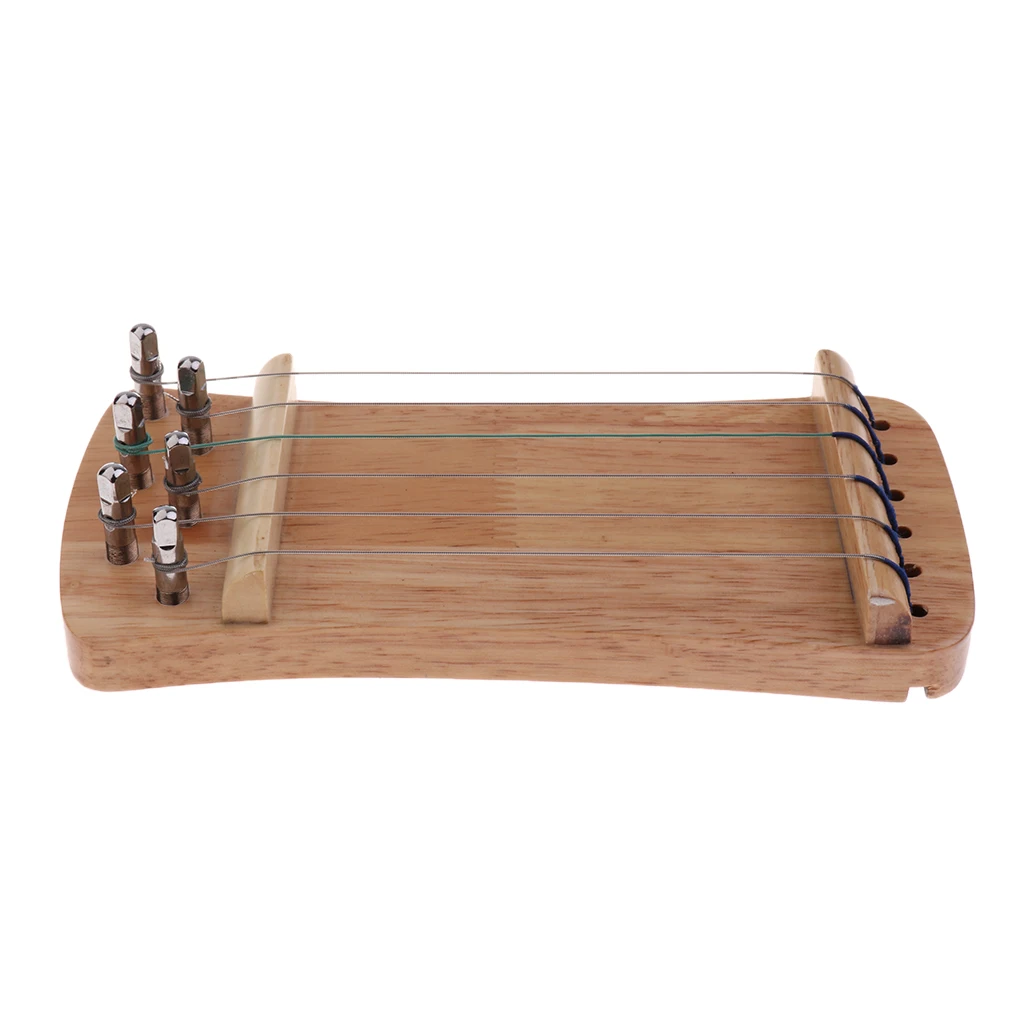 Tooyful Exquisite Solid Wood Mini 6 String Guzheng Chinese Zither Hand Trainer Gu Zheng Finger-training Exerciser