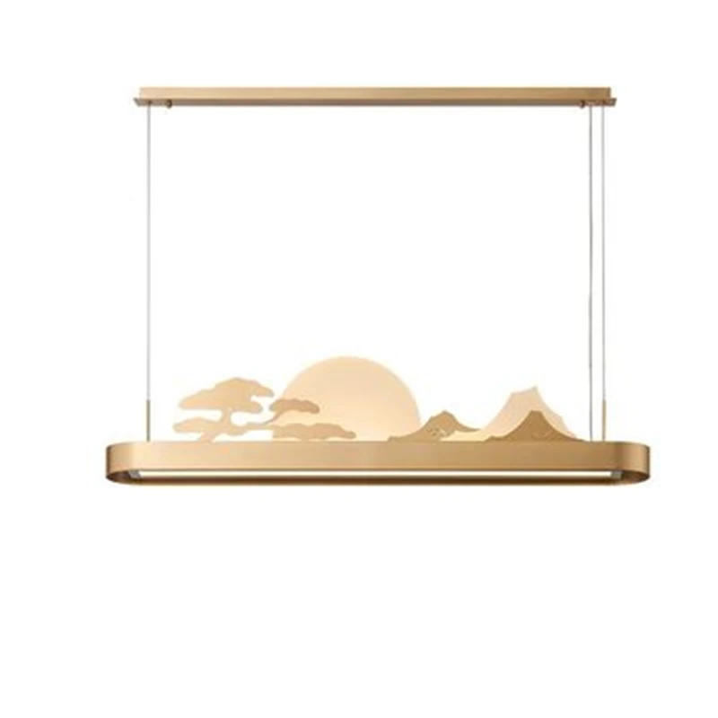 Wohnzimmer Kronleuchter Für Teehaus Studie Neue Chinesische Stil Golden Sunset Landschaft Dekoration Hanglamp Aluminium Hause Beleuchtung