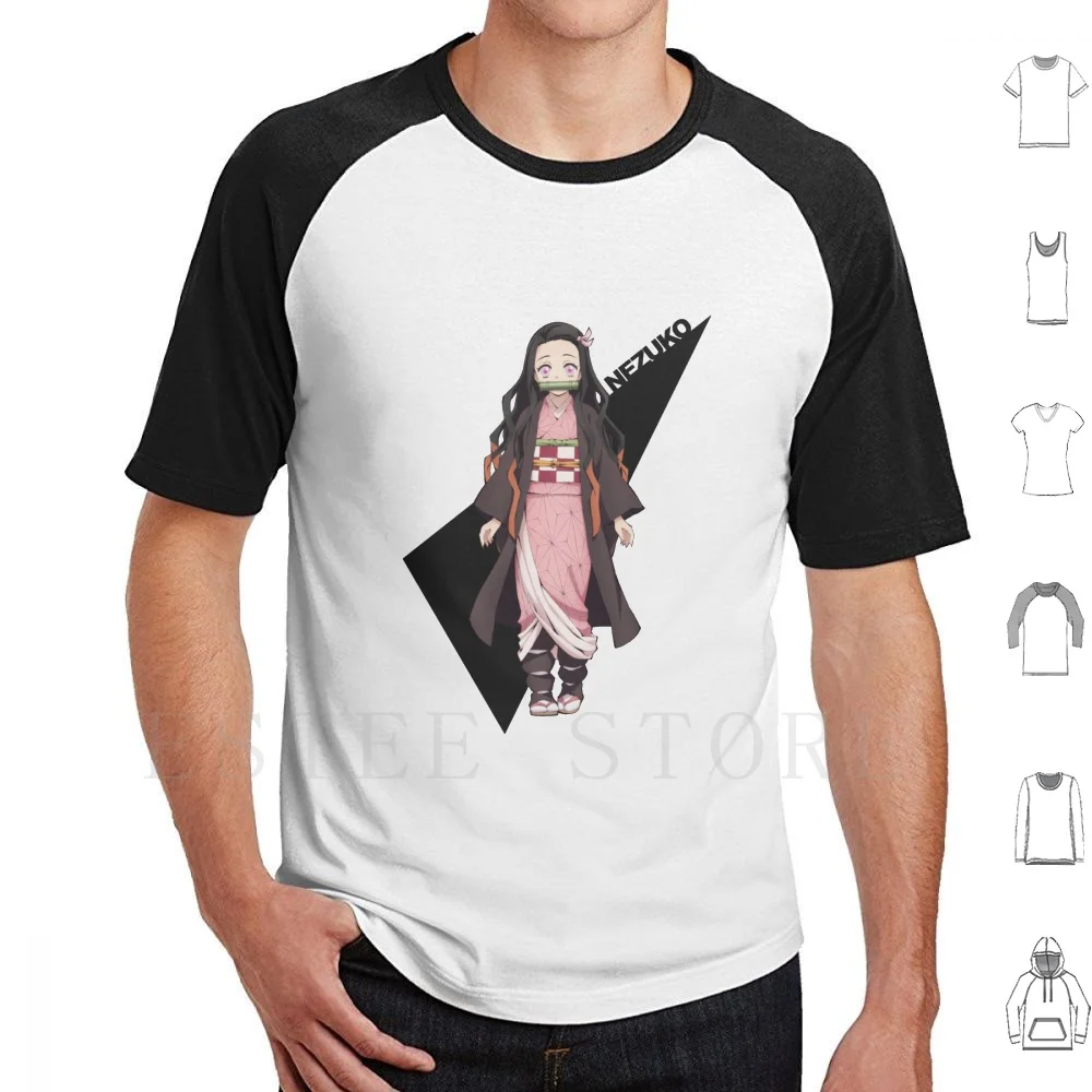 Camiseta She Baby DIY talla grande 100% algodón Kny Demon Nezuko Kimetsu No Yaiba Nezuko Kamado Demon Anime Manga