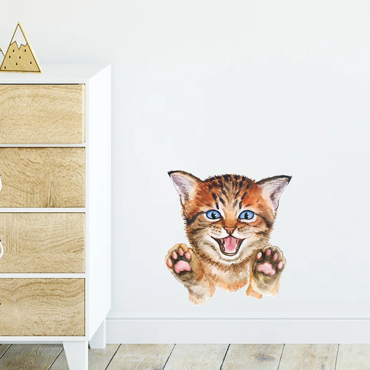 Niedlicher Katzen-Wandaufkleber, Wohnzimmer-Schrank-Dekoration, Tapete, Badezimmer-Toiletten-Wandbild für Heimdekoration, Kätzchen-Glasfenster-Aufkleber – Detail 5