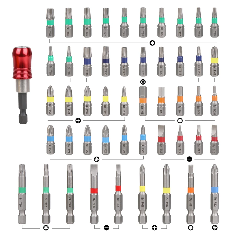 50PCS multi-purpose precision S2 material hex screwdriver head group electric start combination electric starting group batch se