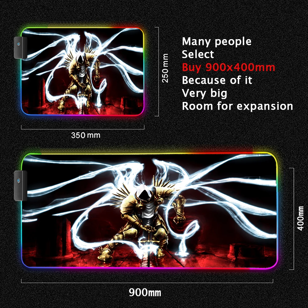 Backlit Mat Diablo Full Gaming Computer Desk Table TABL MAT Computer Accessories Rubber Pads Pc Gamer Complete Large Mouse Pad