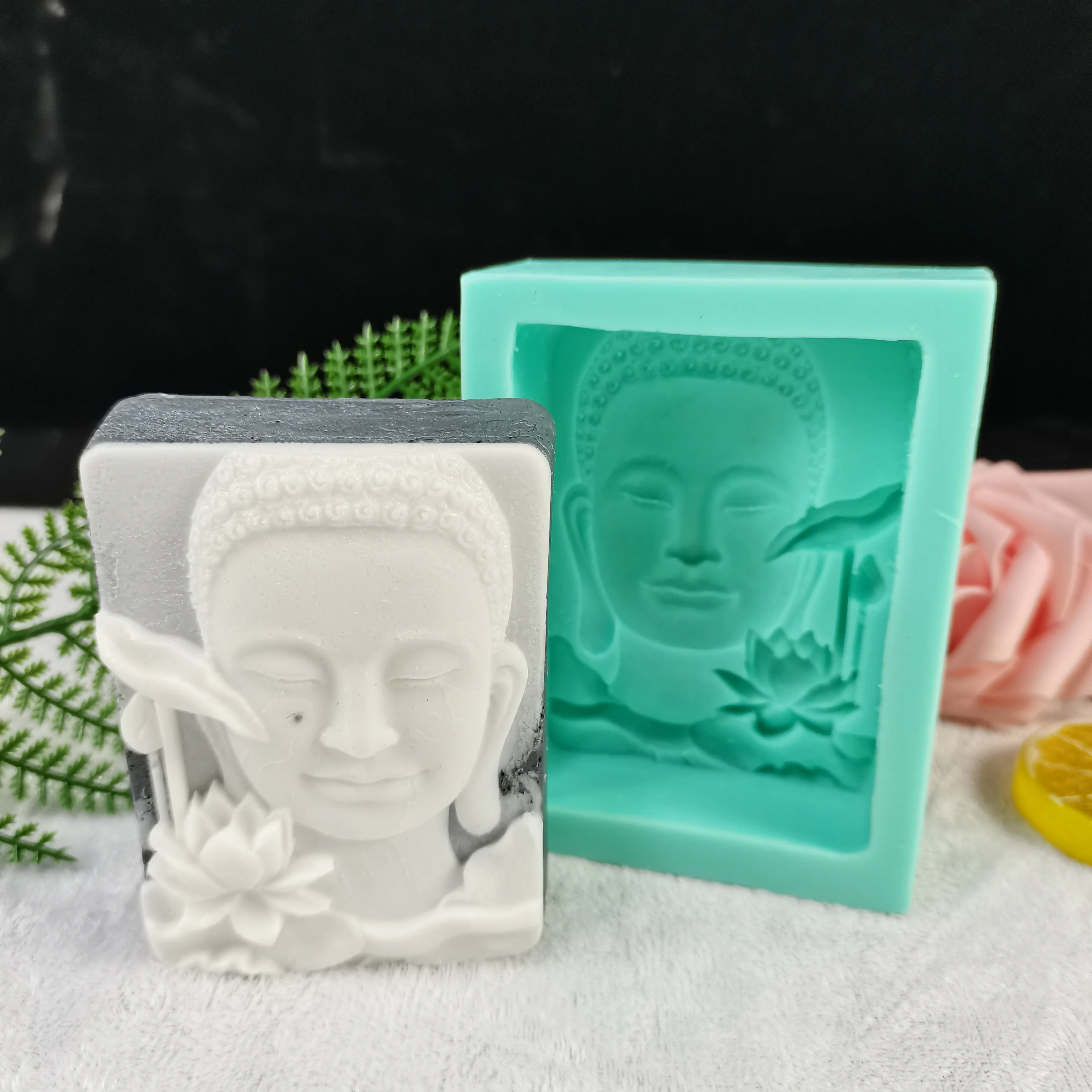 

PRZY 4 Mold Silicone Buddha Head Design Soap Mold Sleeping Buddha Lotus Flower Decoration Candle Mold Resin Craft