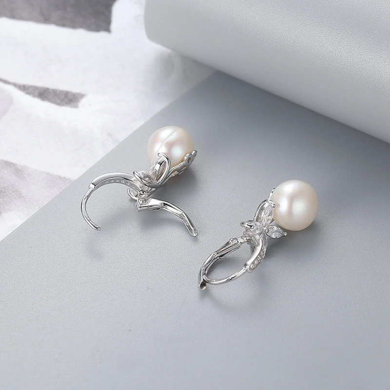 Fine Jewelry Genuine 100% 925 Sterling Silver Butterfly Earrings Luxury Pearl Earring For Women Wedding Silver 925 Jewelry Gifts