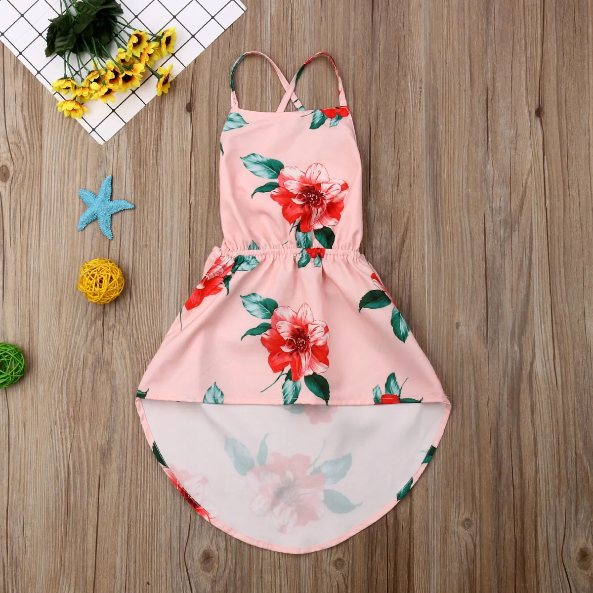 2023 Fashion UK Summer Toddler Kids Baby Girls Sleeveless Clothes Flower Backless Party Pageant Dress Casual Sundress