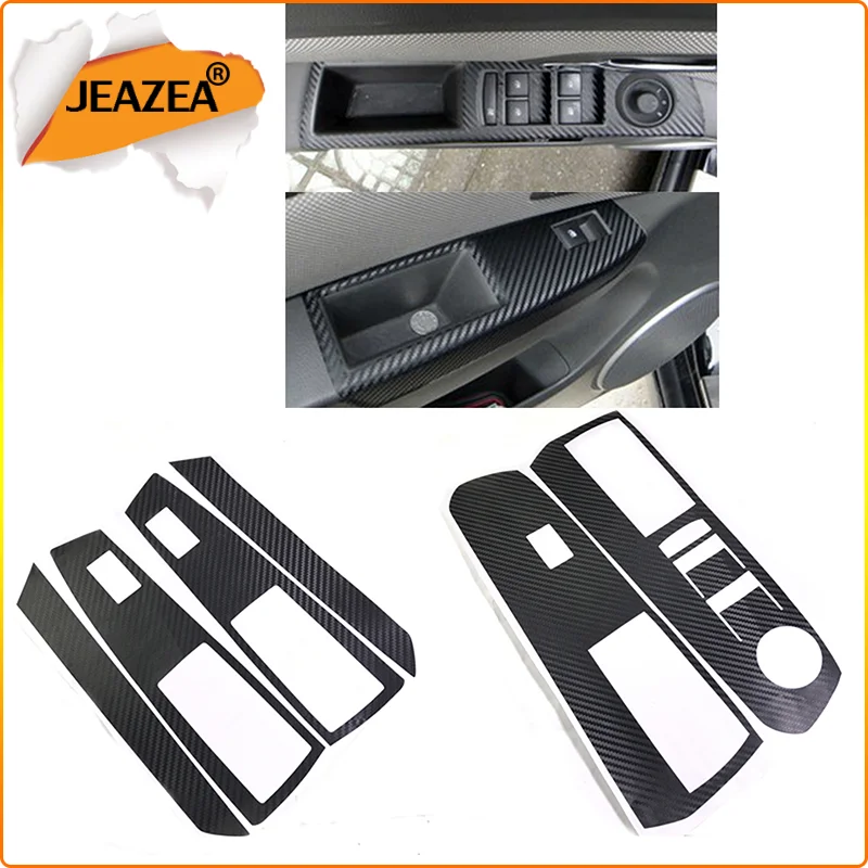 JEAZEA Car Door Window Switch Carbon Fiber Molding Sticker Kit For Chevrolet Holden Cruze Malibu 2009-2011 2012 2013 2014 LHD