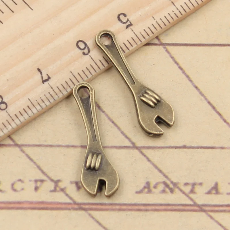 20pcs Charms Spanner Wrench Tool 24x7mm Tibetan Bronze Silver Color Pendants Antique Jewelry Making DIY Handmade Craft