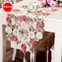 Embroidery Table Runner Pastoral Style Waterproof Oil Resistant Three-Color Stitch Table Runners Modern room decor