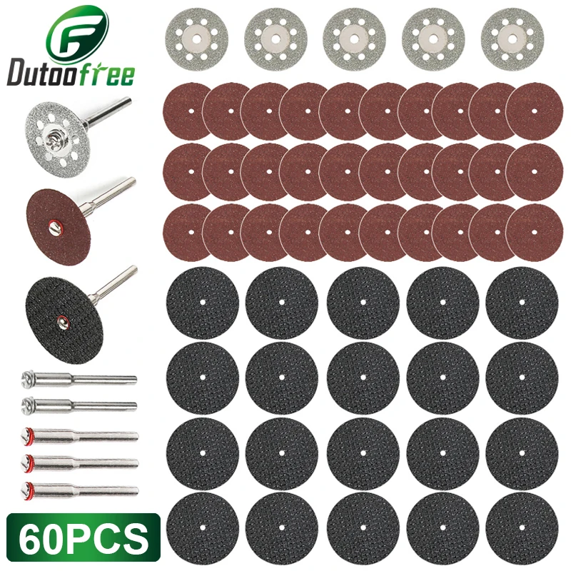 Lame de scie circulaire pour meule, 60 pièces/lot, ensemble d'accessoires Dremel, pour le calcul, le travail du métal, mini perceuse Dremel, accessoires d'outils distants