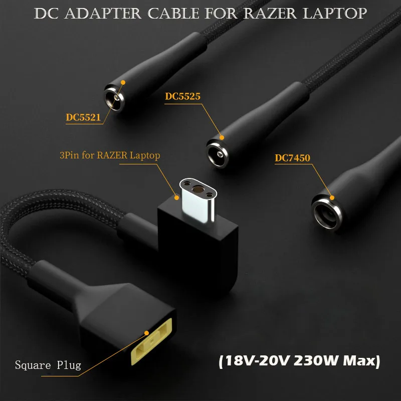 

Laptop Power Adapter Connector Cable Cord for Razer Blade 15 17 RZ09-03006E92 RC30-024801 RZ09-02386W92 Charging Wire Converter