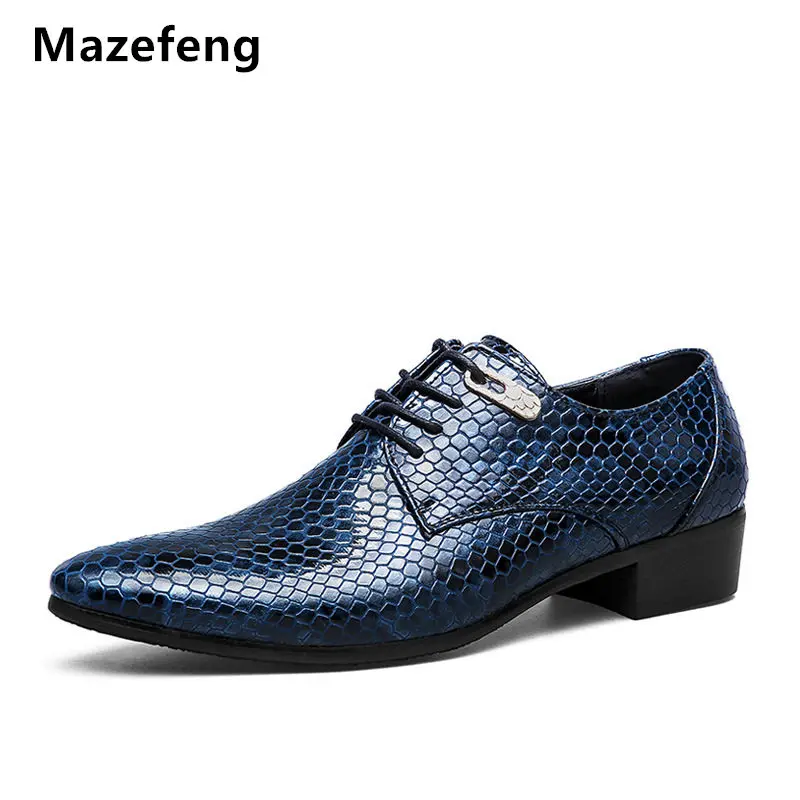 

Mazefeng 2018 Men Flats Patent Leather Men Business Shoes Men Dress Shoes Python Pattern High Quality Men Oxfords Party Wedding