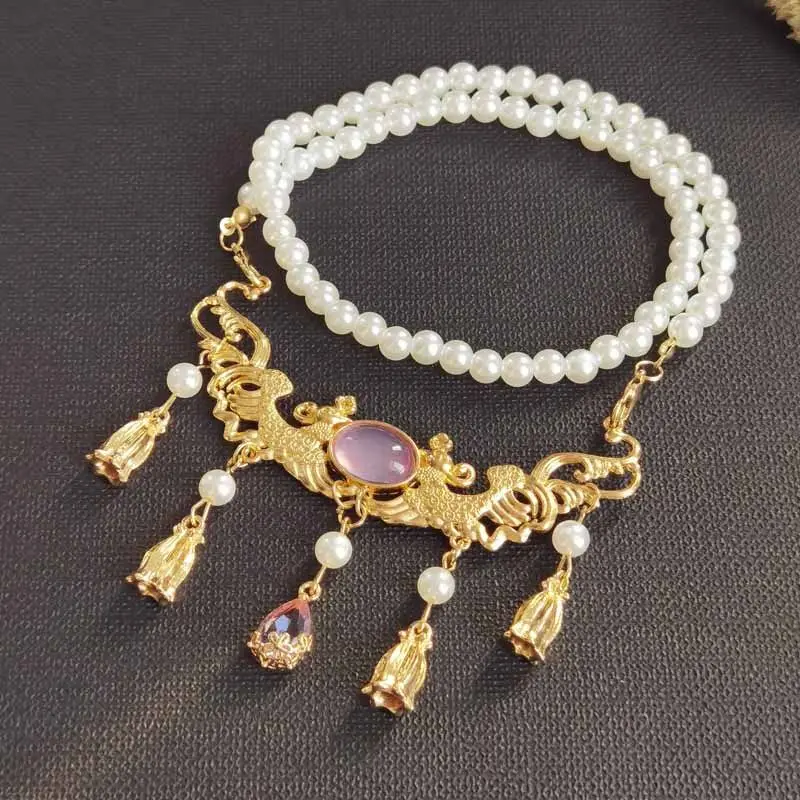 Vintage Necklace for Women ABS Pearls Pendant Necklace Hanfu Beads Necklace Cheongsam Jewelri for Women Necklace 2021 Trend Gift
