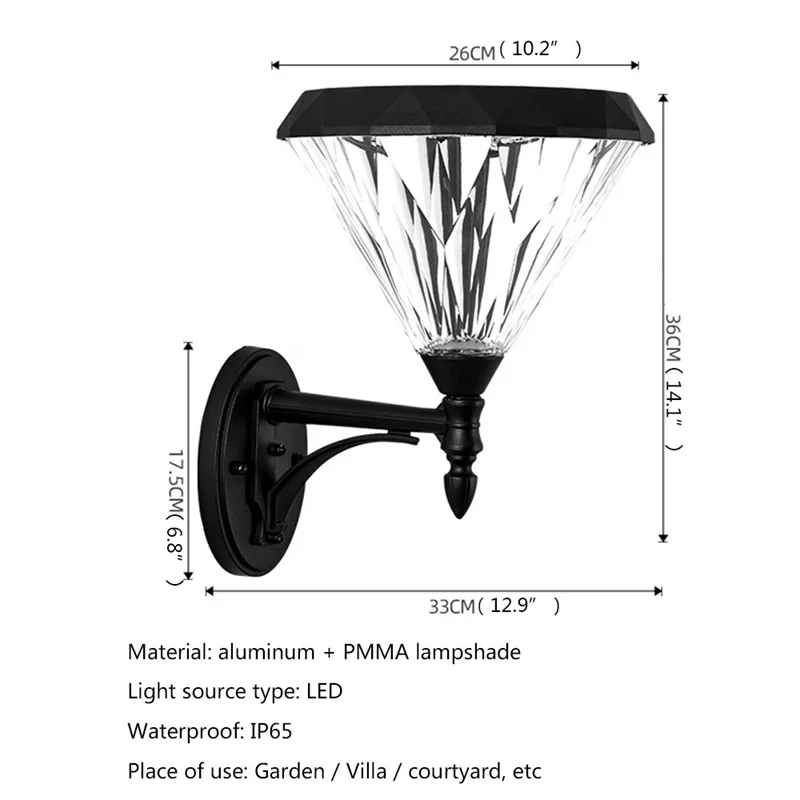 DLMH Outdoor Solar Wall Light LED Waterproof Modern Creative Sconces Lamp for Home Porch Decoration