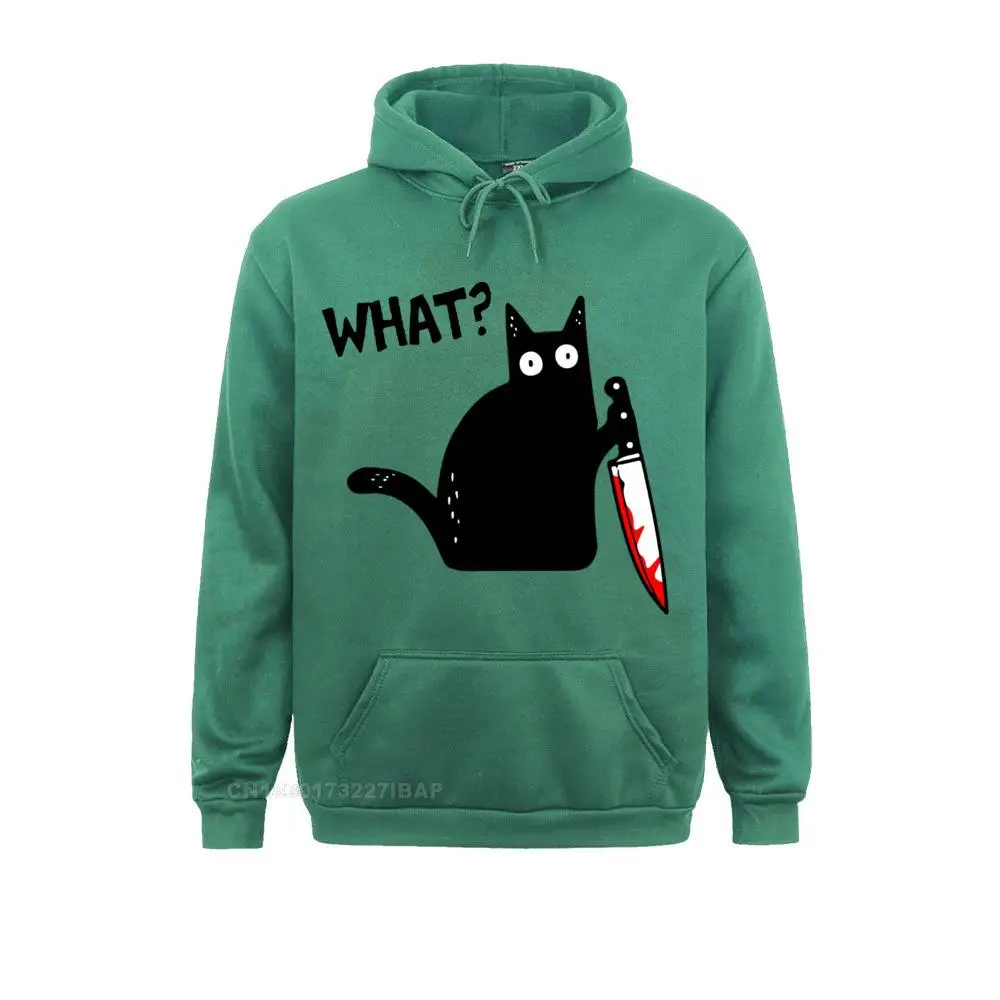 Cat What Harajuku Hoodies Murderous Cat With Knife Funny Halloween TShirt Crewneck Soft EU Size Cotton Cover Print Camiseta