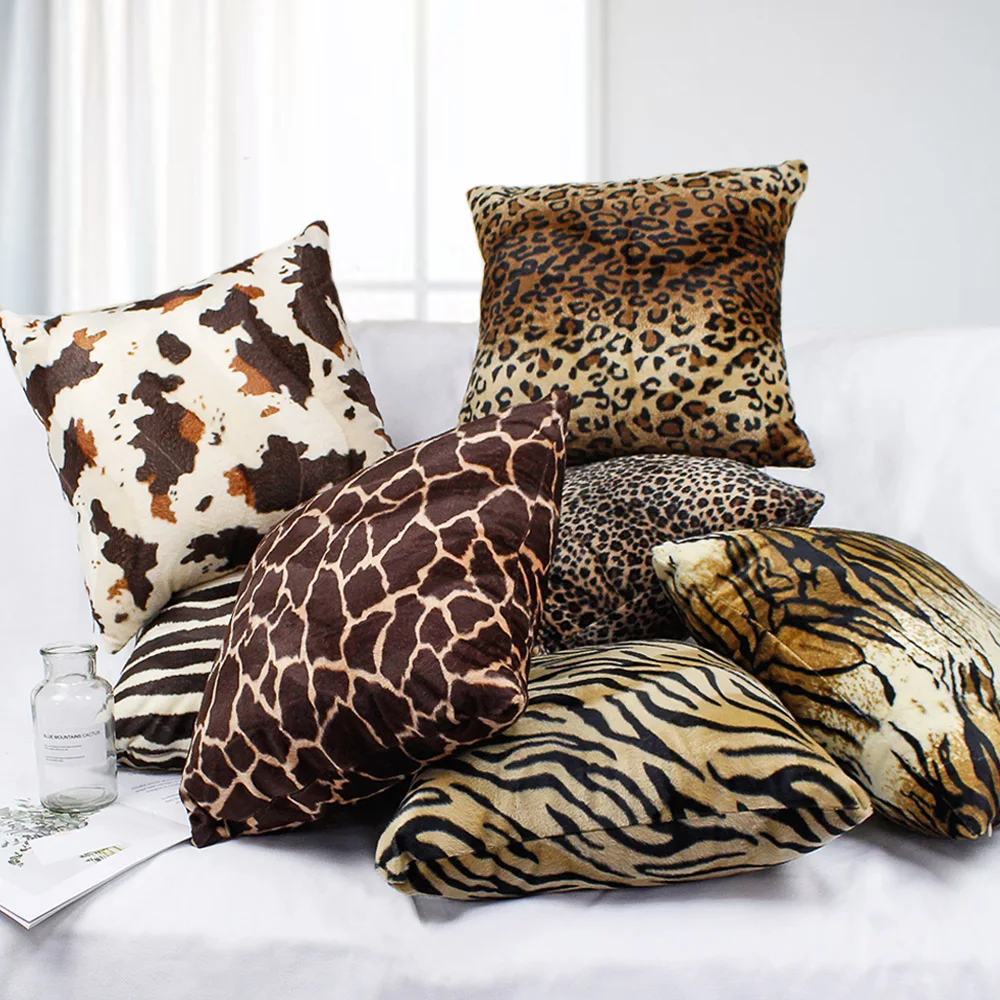 45*45/70*70CM Velour Animal Print Cushion Cover Short Luxury Faux Fur Style For Home Decor HT-PVPC-01-05-L