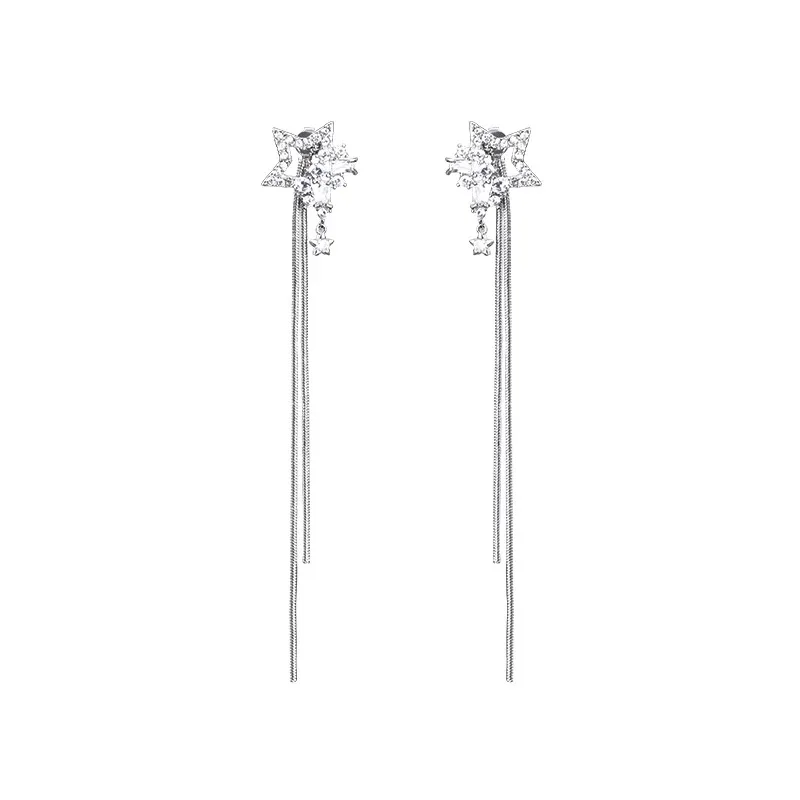 Nowy projekt biżuteria ślubna luksusowe przezroczysta cyrkonia kolczyki eleganckie 925 Sterling Silver Star stadniny kolczyki dla kobiet — zdjęcie 7
