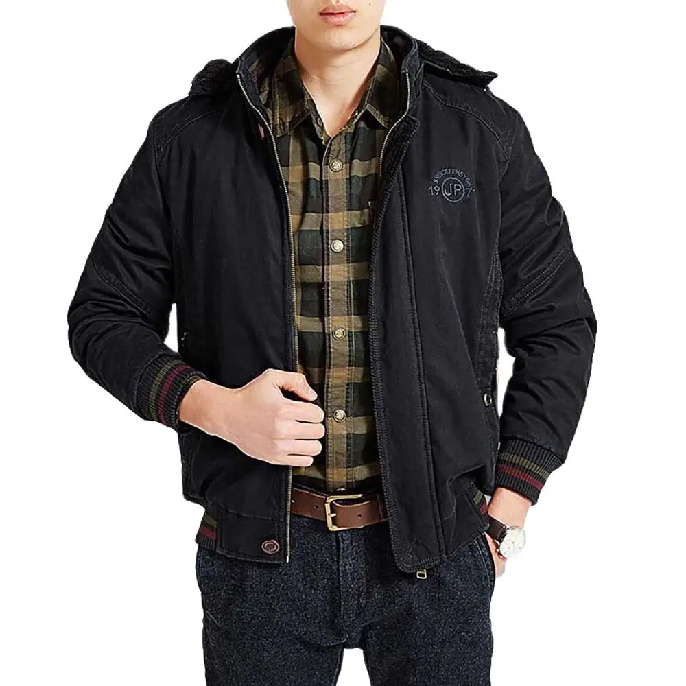 L-8XL Plus Size Autumn Winter Fashion Bomber Jacket Men Hooded Casual Jakcet Military Warm Fleece Coat Male Thick Parka Clothes