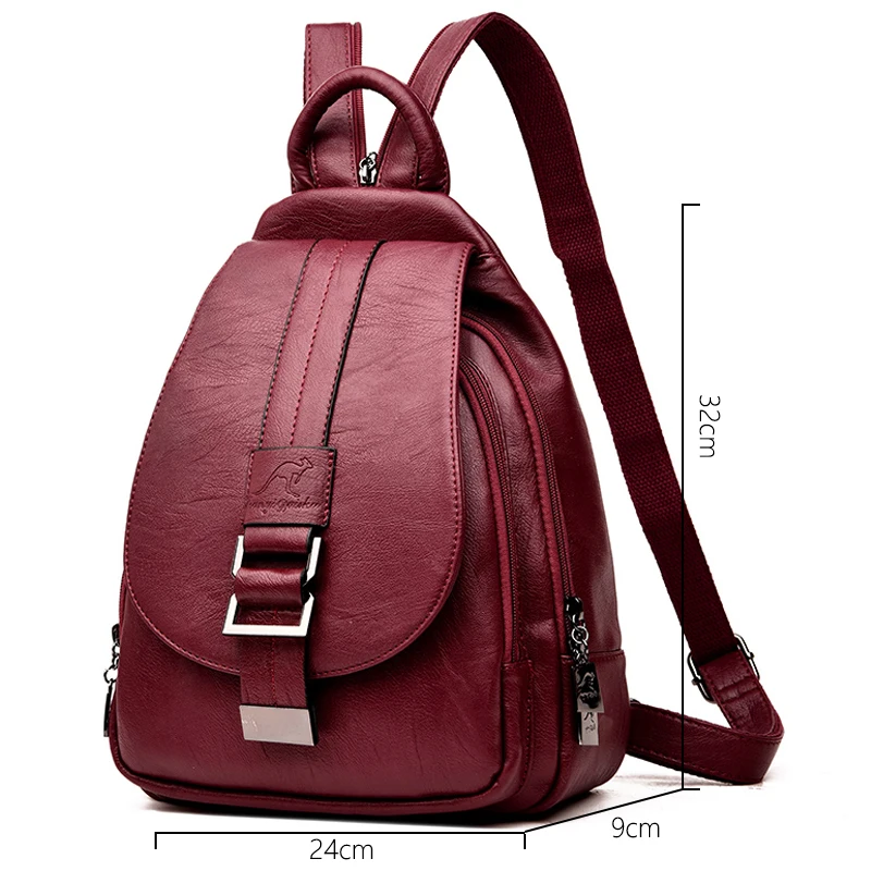 Hot Women Leather Backpacks Female Vintage Backpack For Teenage Girls School Chest Bag Travel Bagpack Ladies Sac A Dos Back Pack