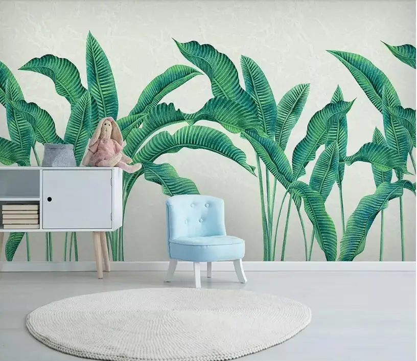 

Bacal Customized living room sofa background wall 3d mural wallpaper modern hand painted watercolor plant Banana leaf home decor