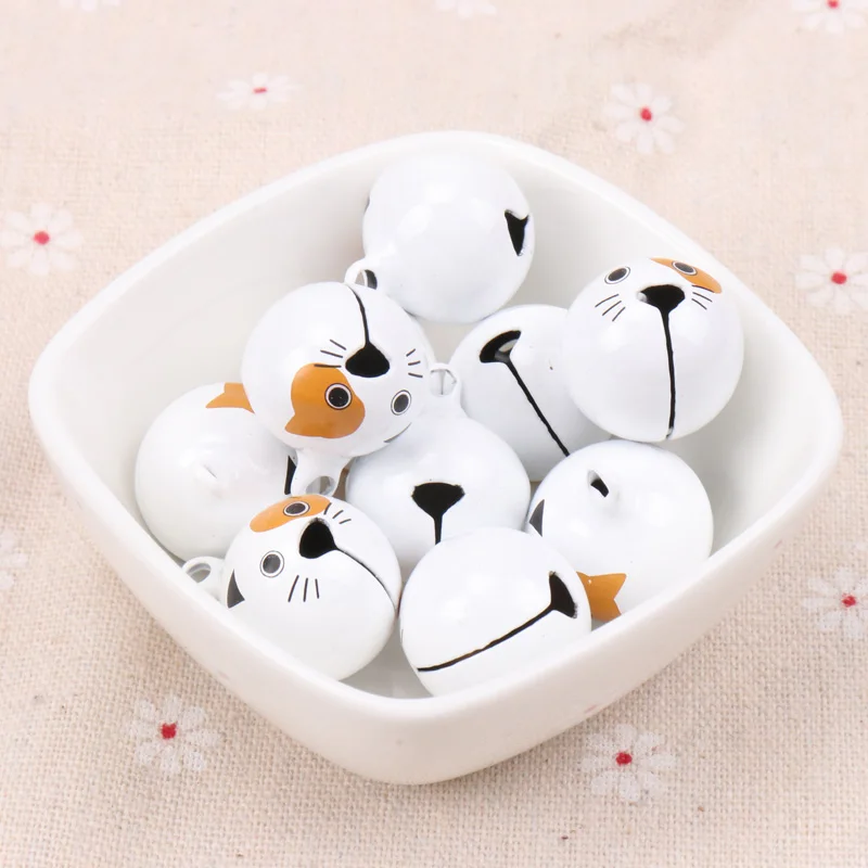 5pcs Jingle Bells Cute Yellow-eyed cat Ornament Metal Bell for Home Party Tree Pendant Children\'s shaker Decoration 27mm