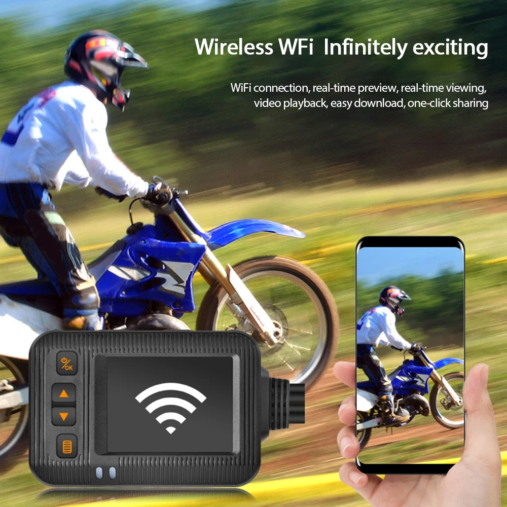 1080P Motorcycle Dashcam 2 Inch Color Display Front+Rear Camera Video Recorder DVR System Waterproof Wired Control Loop Record