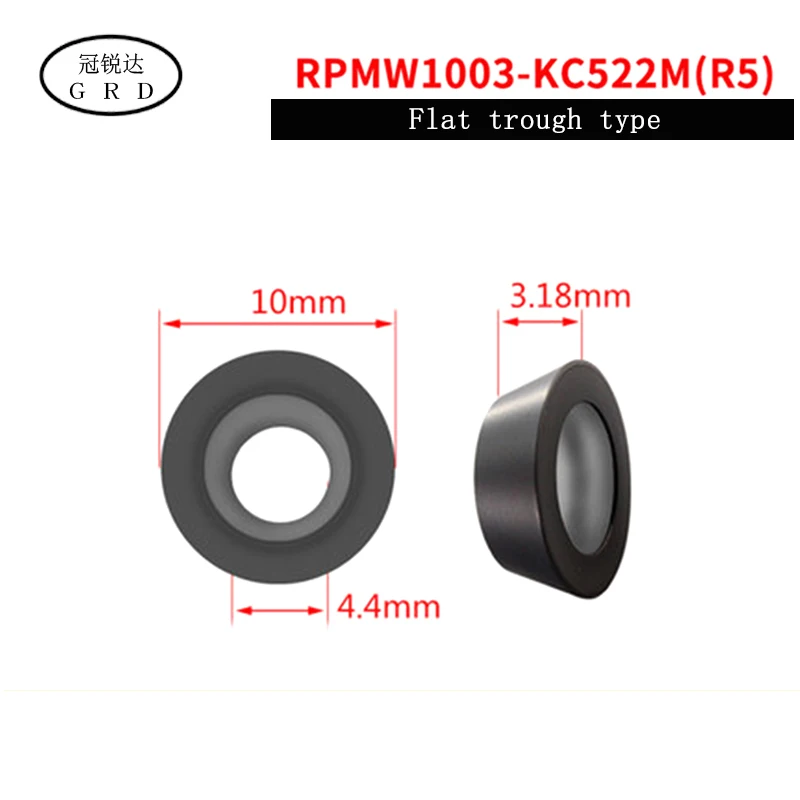 100% nieuwe R5 R6 ronde Insert RPMW RPMW1204 RPMW1003 blade KC522M voor verwerking HRC48-68 graden minder dan blussen materiaal